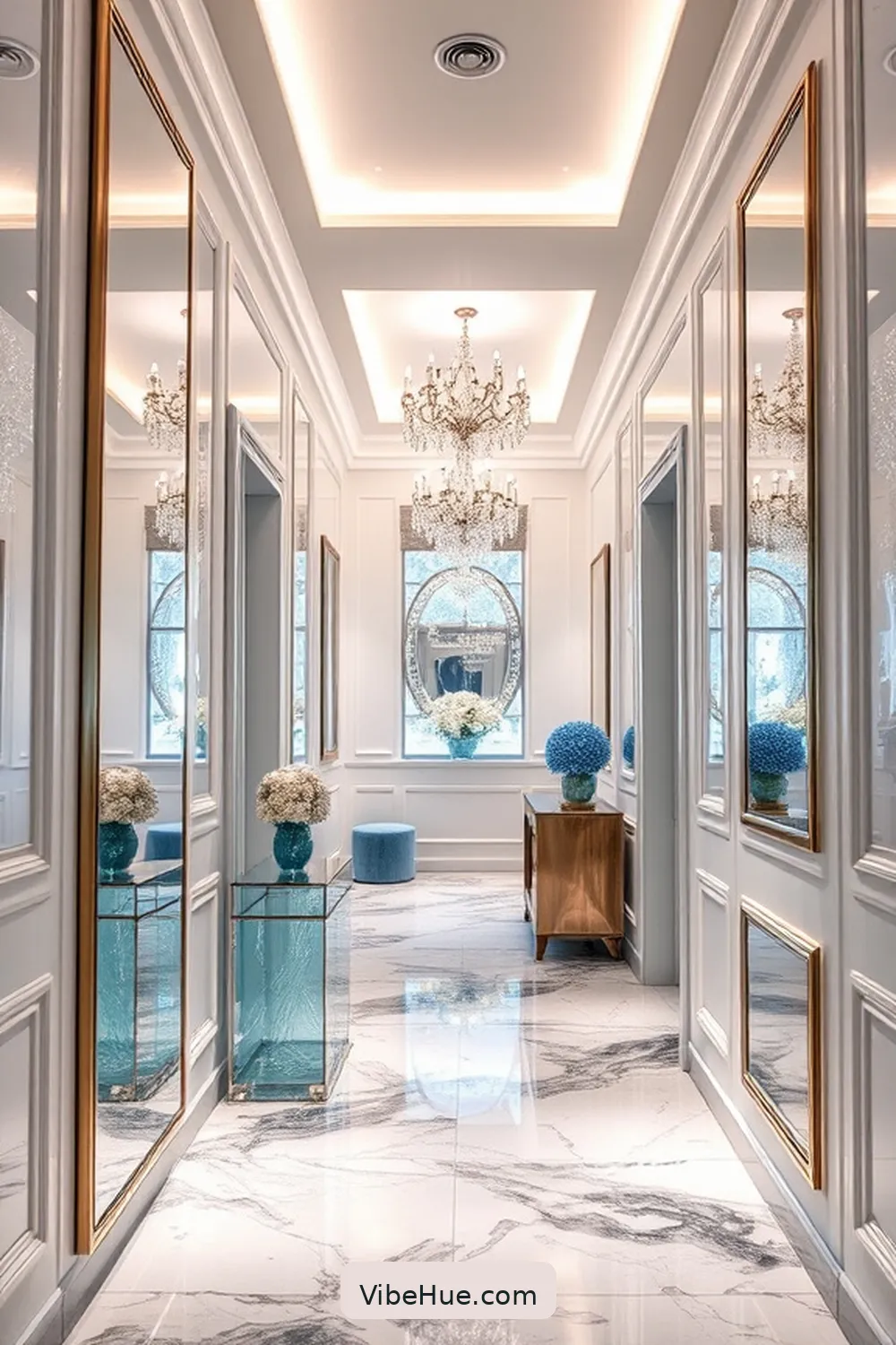 Create a Winter Hallway With Modern Glam Style 6 Utilize Decorative Mirrors for Create a Winter Hallway With Modern Glam Style
