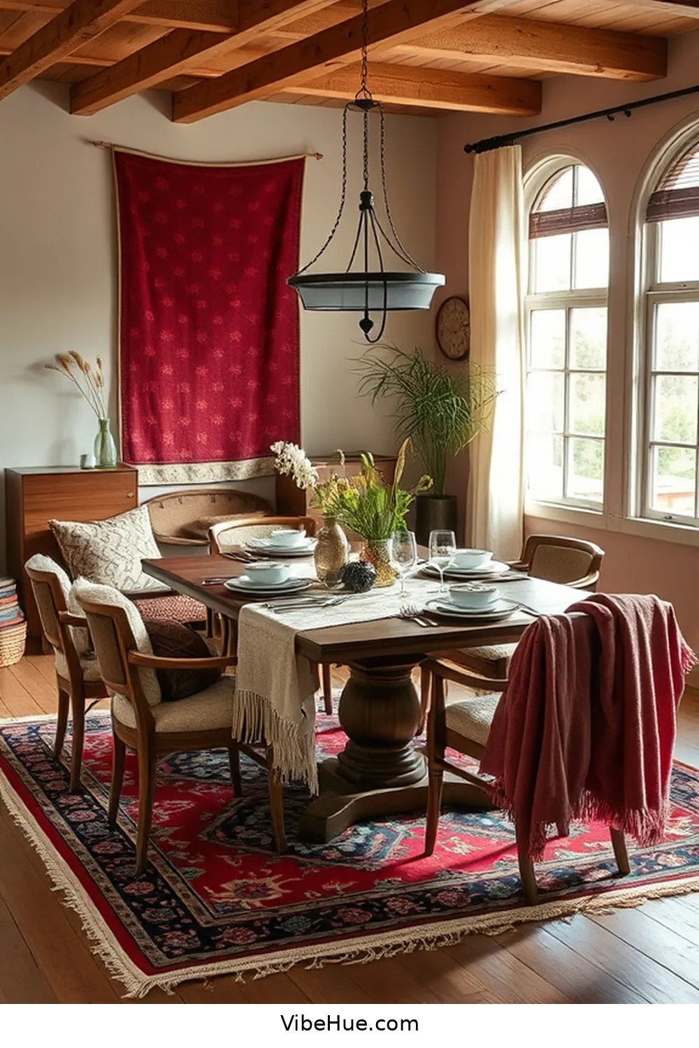 Layering Textiles for Comfort for Create a Year-Round Bohemian Style Dining Room