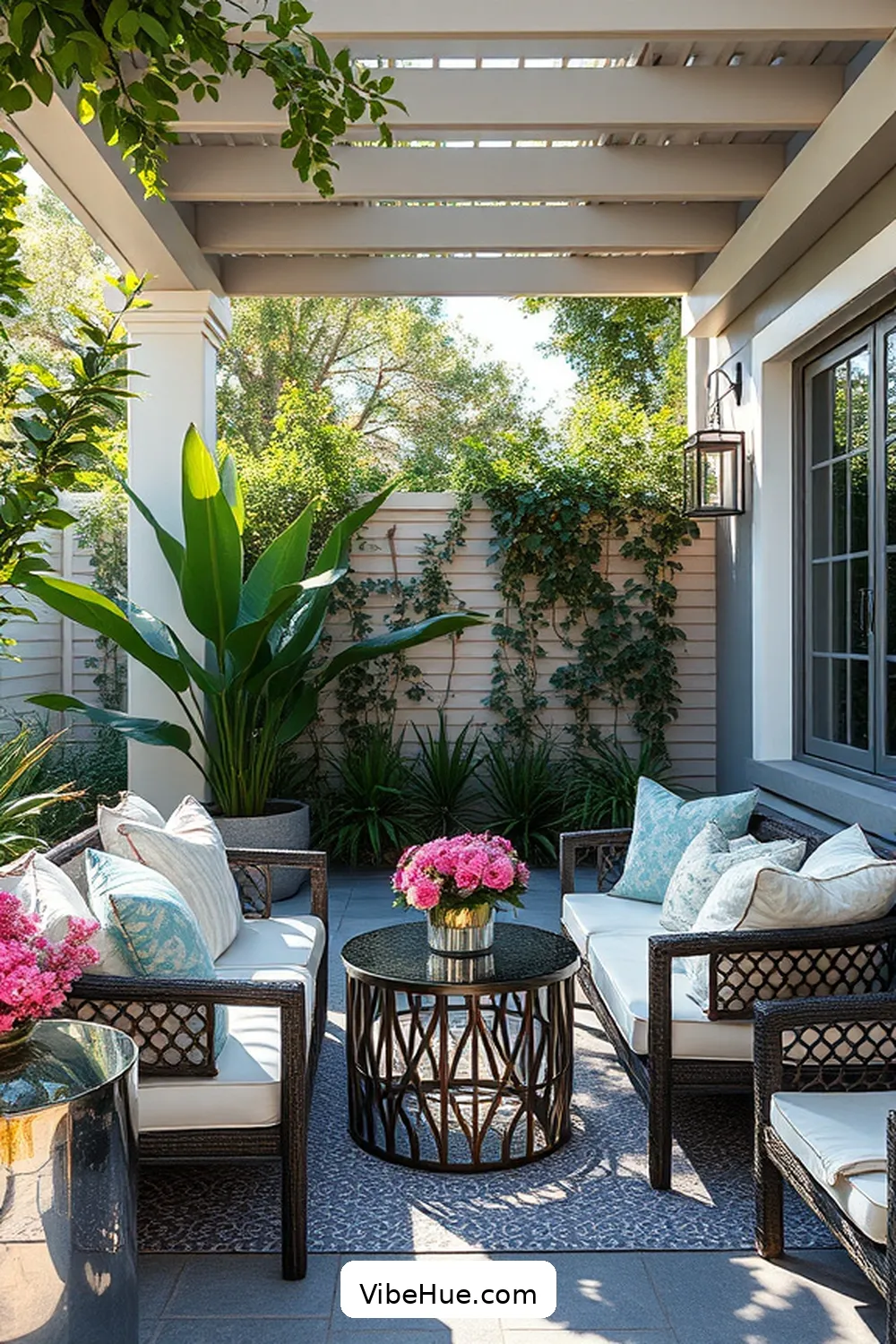 Adding Glamorous Decorative Accents for Create a Year-Round Outdoor Patio in Modern Glam Style