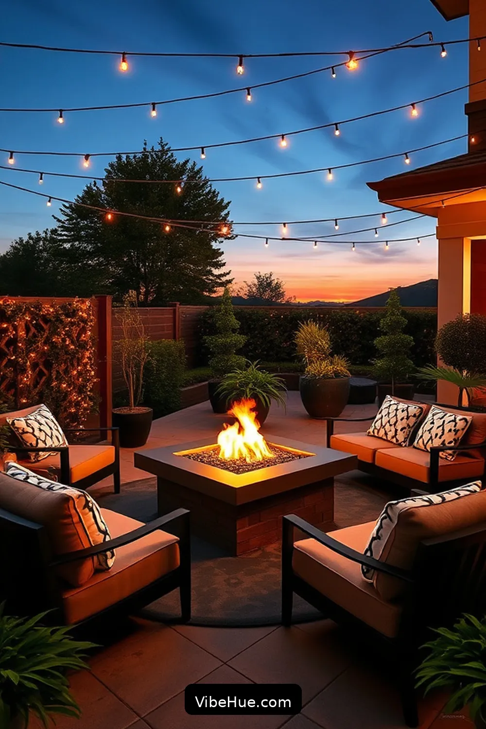 Creating a Cozy Fire Feature for Create a Year-Round Outdoor Patio in Modern Glam Style