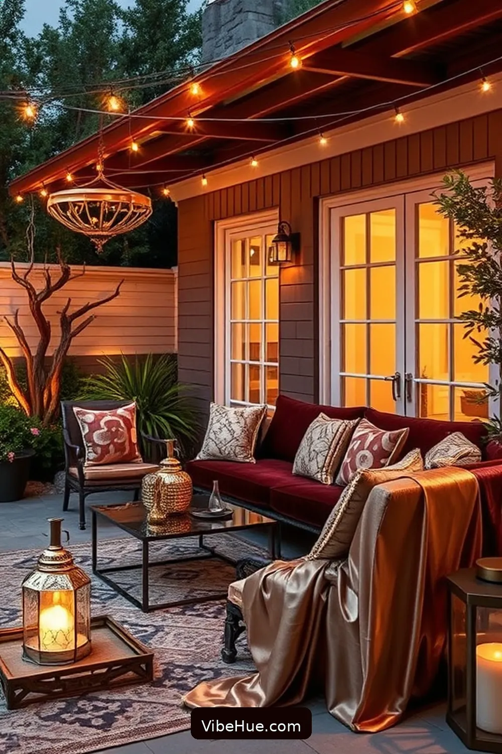 Incorporating Luxurious Textiles for Create a Year-Round Outdoor Patio in Modern Glam Style