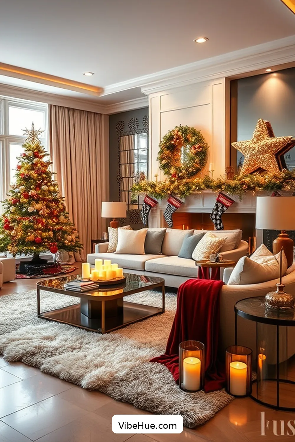 Add Ambient Lighting Solutions for Creating a Contemporary Holiday Living Room Style