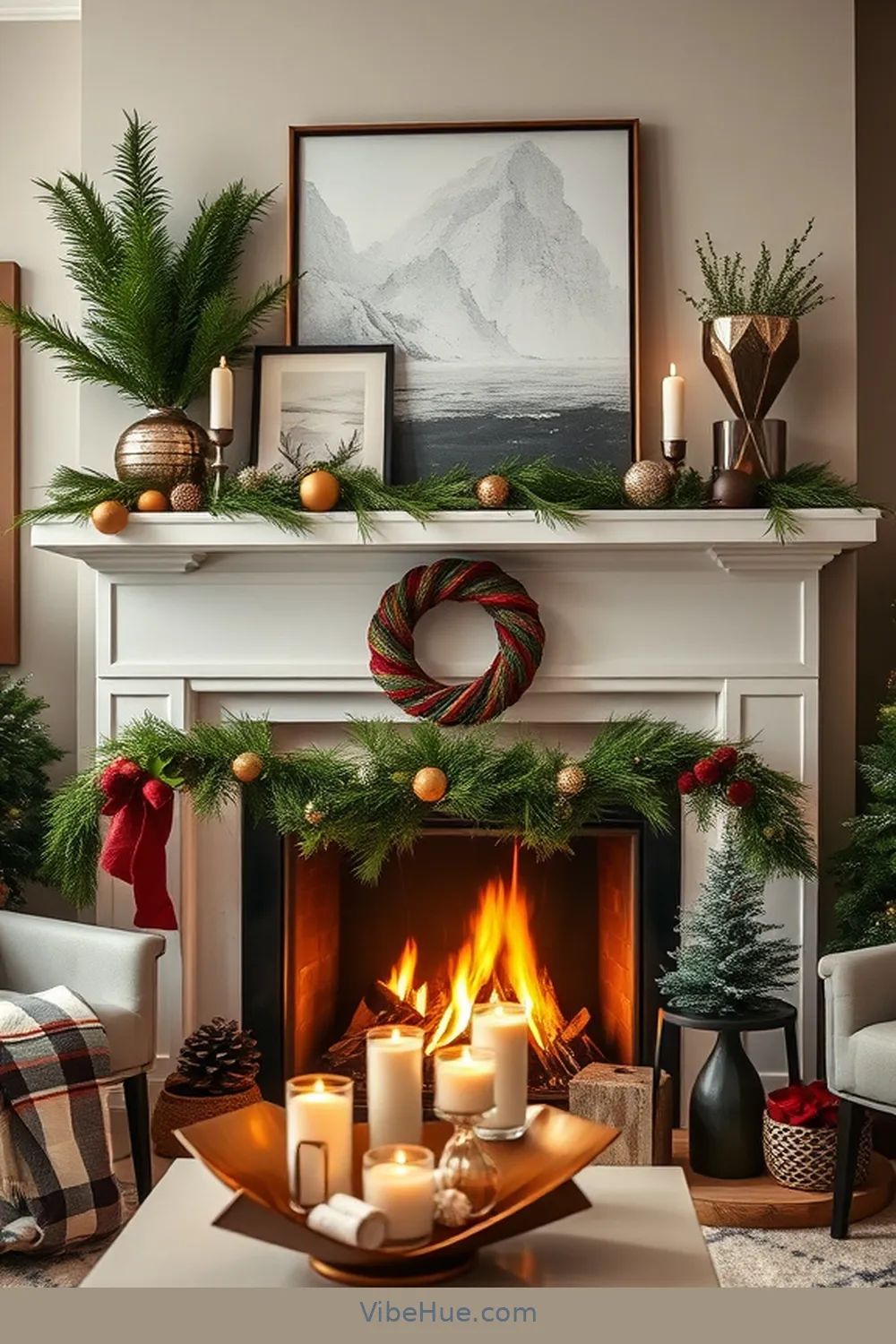 Design a Chic Mantel Display for Creating a Contemporary Holiday Living Room Style