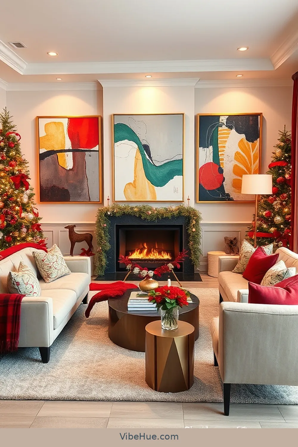 Personalize With Contemporary Art for Creating a Contemporary Holiday Living Room Style