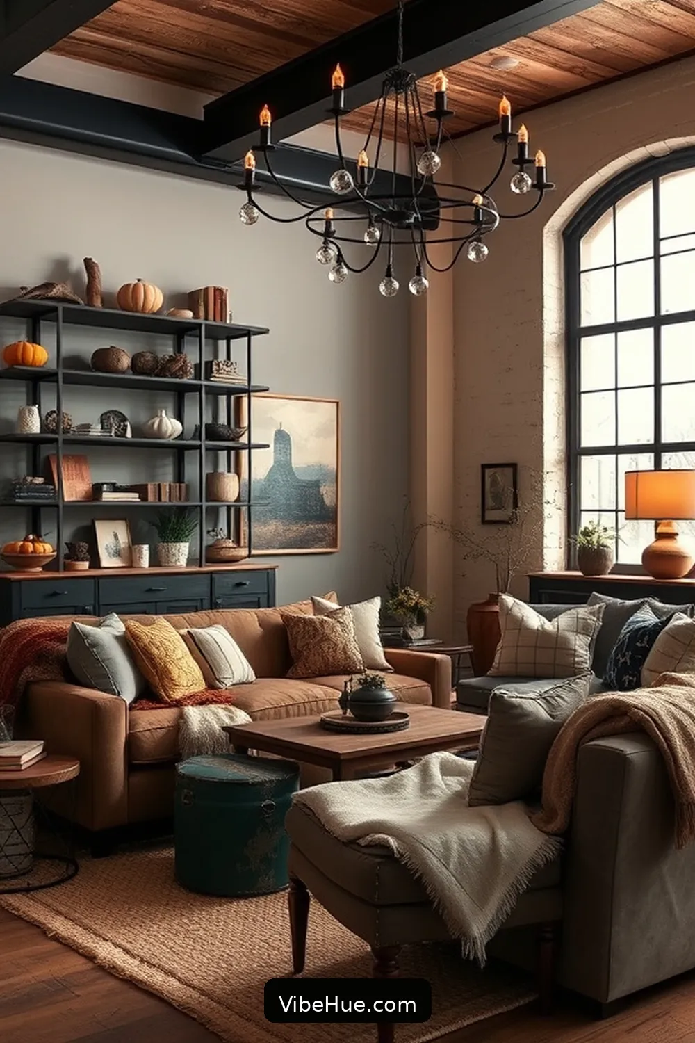 Creating a Cozy Fall Living Room With Industrial Style 4 Mix Metals and Wood for Creating a Cozy Fall Living Room With Industrial Style