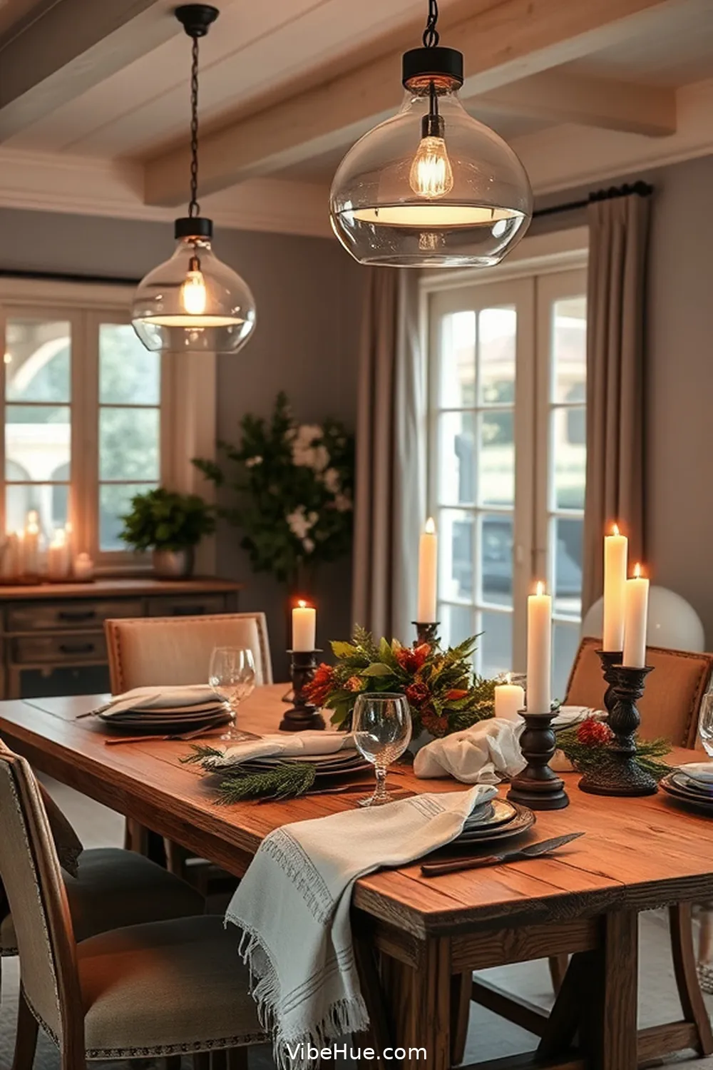 Create a Warm Lighting Scheme for Creating a Cozy Winter Dining Room in Modern Farmhouse Style