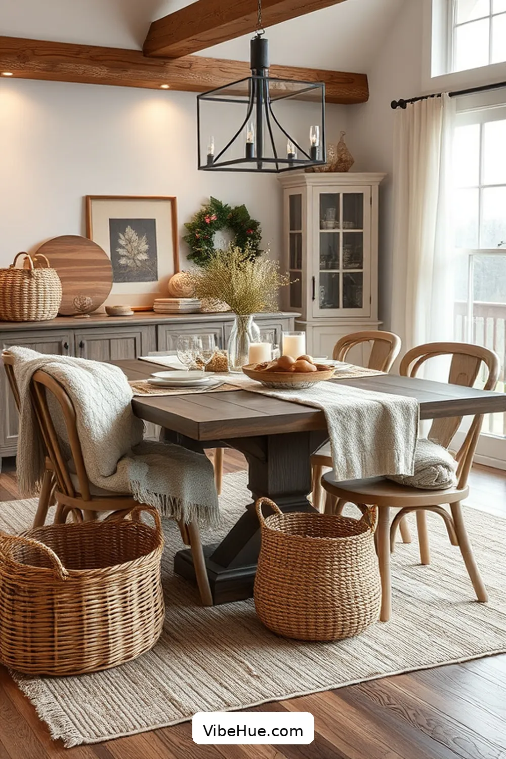 Layer Textures for Warmth for Creating a Cozy Winter Dining Room in Modern Farmhouse Style
