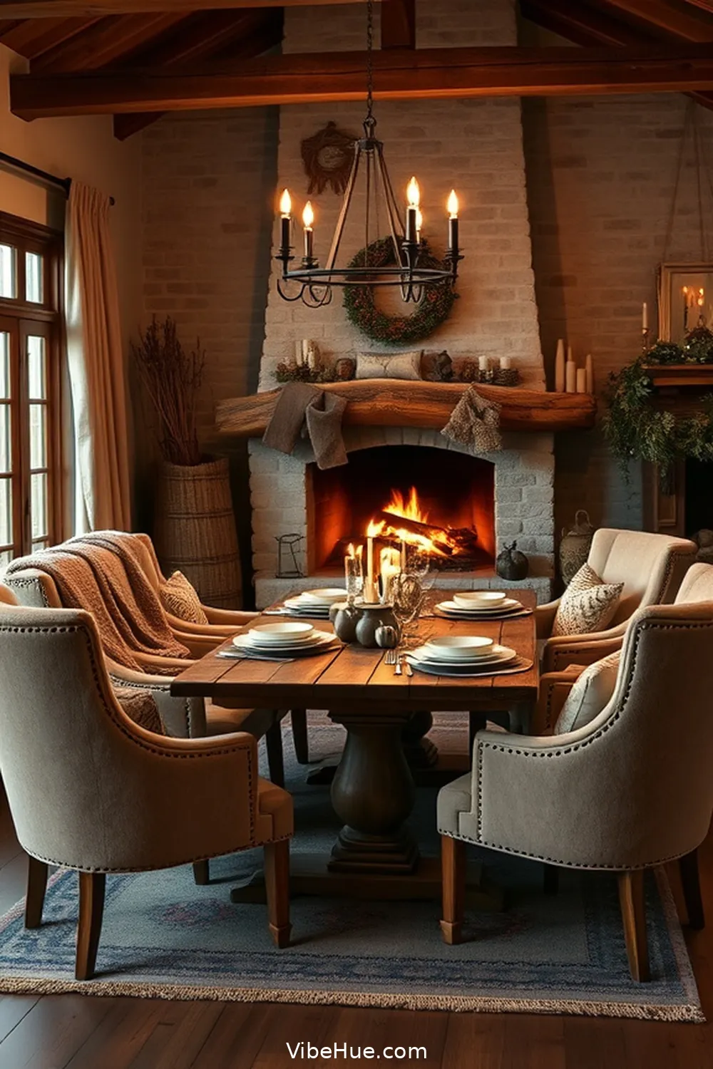 Select Cozy Furniture for Creating a Cozy Winter Dining Room in Modern Farmhouse Style