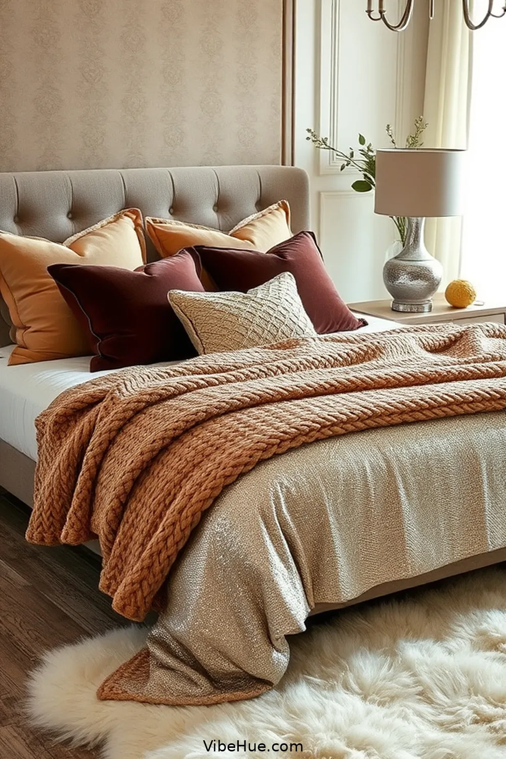 Creating a Fall Bedroom With Modern Glam Style 4 Adding Textural Layers for Creating a Fall Bedroom With Modern Glam Style