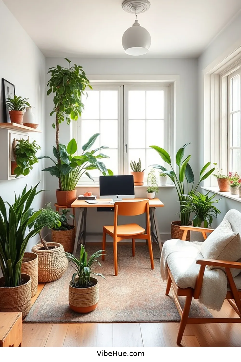 Adding Greenery and Natural Elements for Creating a Scandinavian-Style Holiday Home Office
