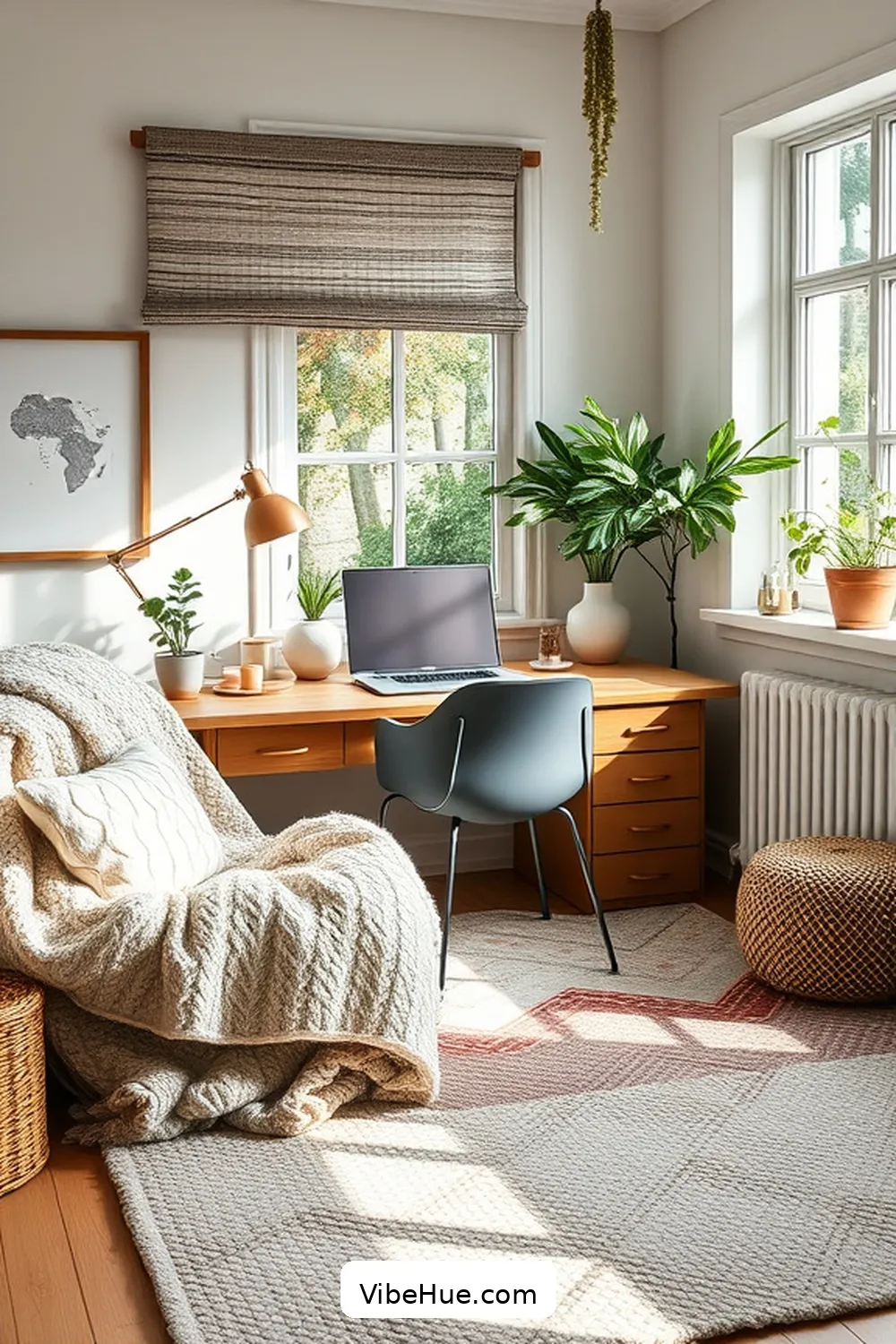 Incorporating Cozy Textiles for Creating a Scandinavian-Style Holiday Home Office