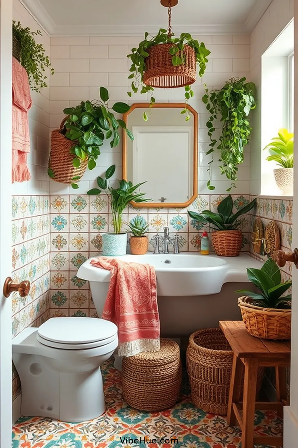 Creating a Spring Bathroom in Bohemian Style 5 Mixing Patterns and Textures for Creating a Spring Bathroom in Bohemian Style