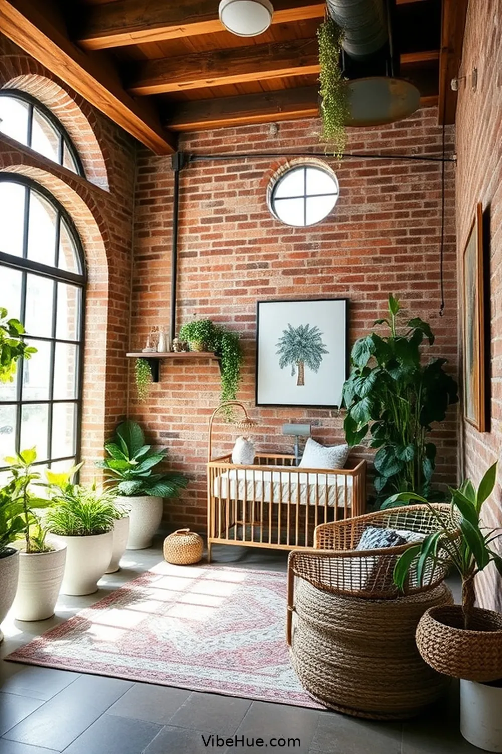 Incorporating Raw Materials for Creating a Summer Nursery in Industrial Style
