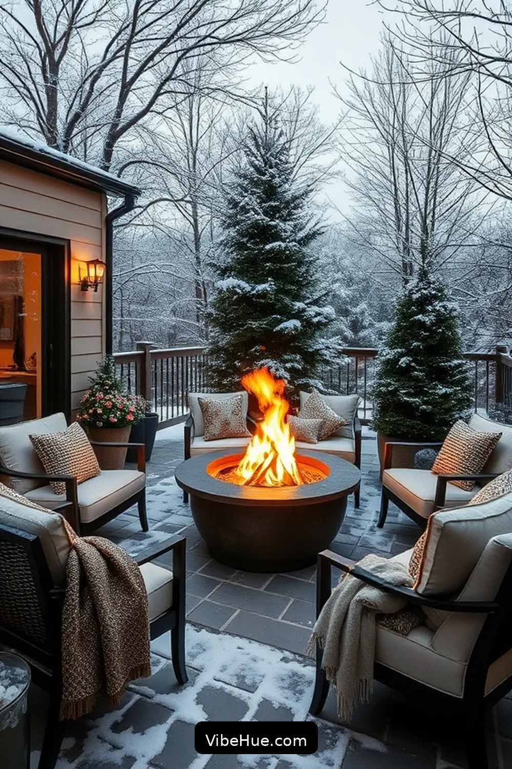 Designing a Winter Outdoor Patio in Modern Glam Style 8 Creating a Cozy Fire Feature for Designing a Winter Outdoor Patio in Modern Glam Style