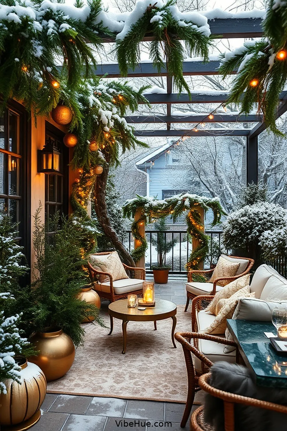 Designing a Winter Outdoor Patio in Modern Glam Style 9 Enhancing the Space With Greenery for Designing a Winter Outdoor Patio in Modern Glam Style