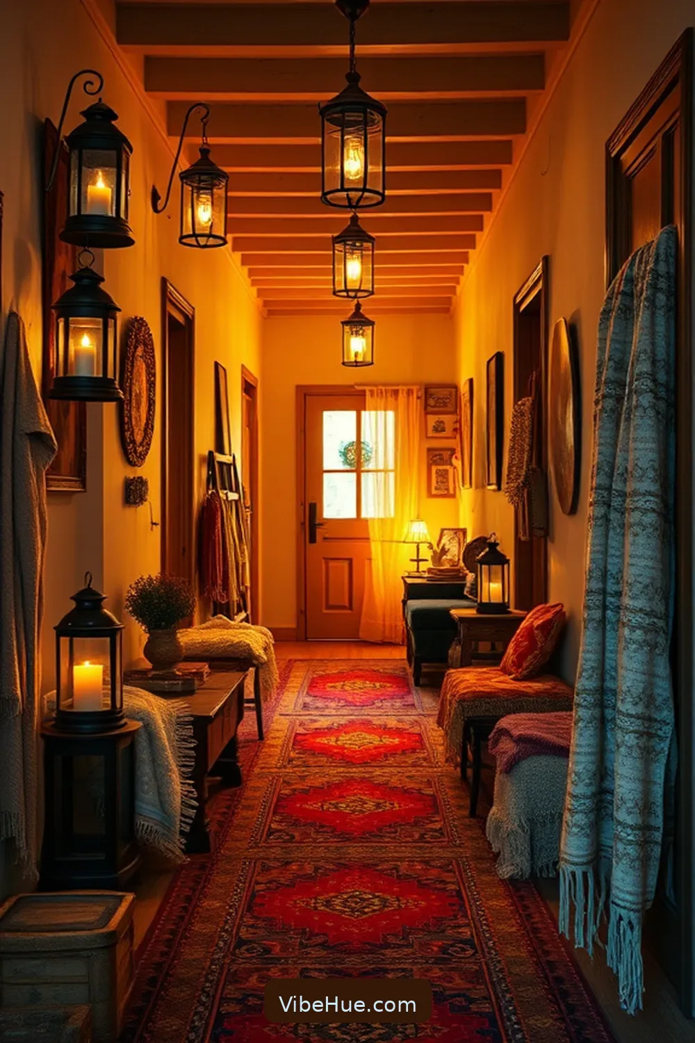 Add Cozy Lighting to Enhance the Ambiance for How to Create a Bohemian Fall Hallway Style