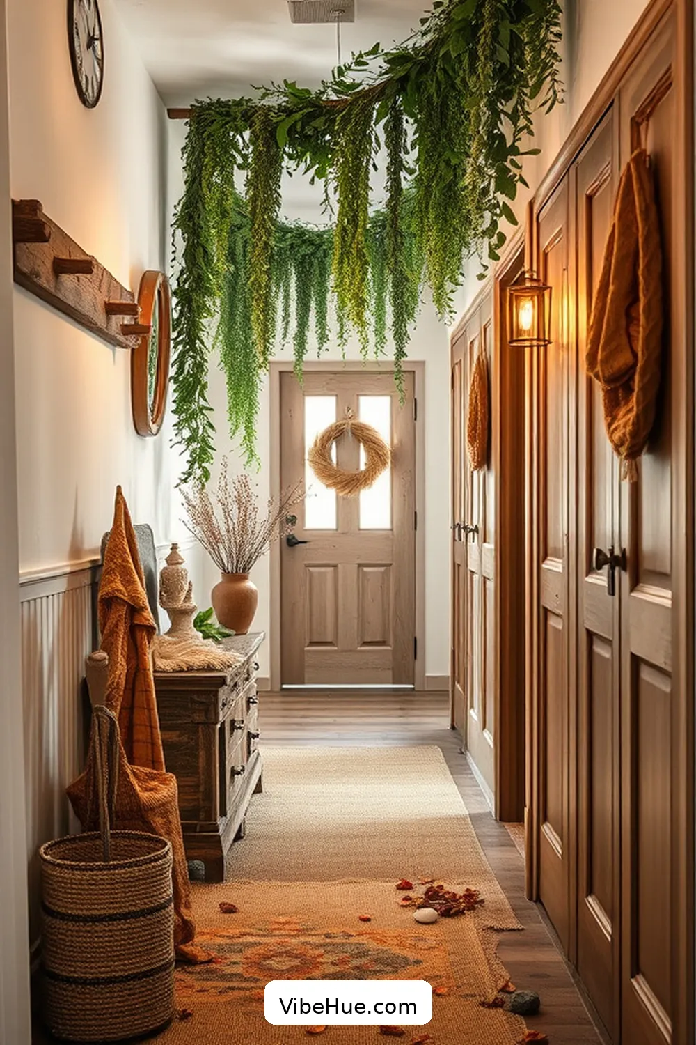Introduce Greenery and Natural Elements for How to Create a Bohemian Fall Hallway Style