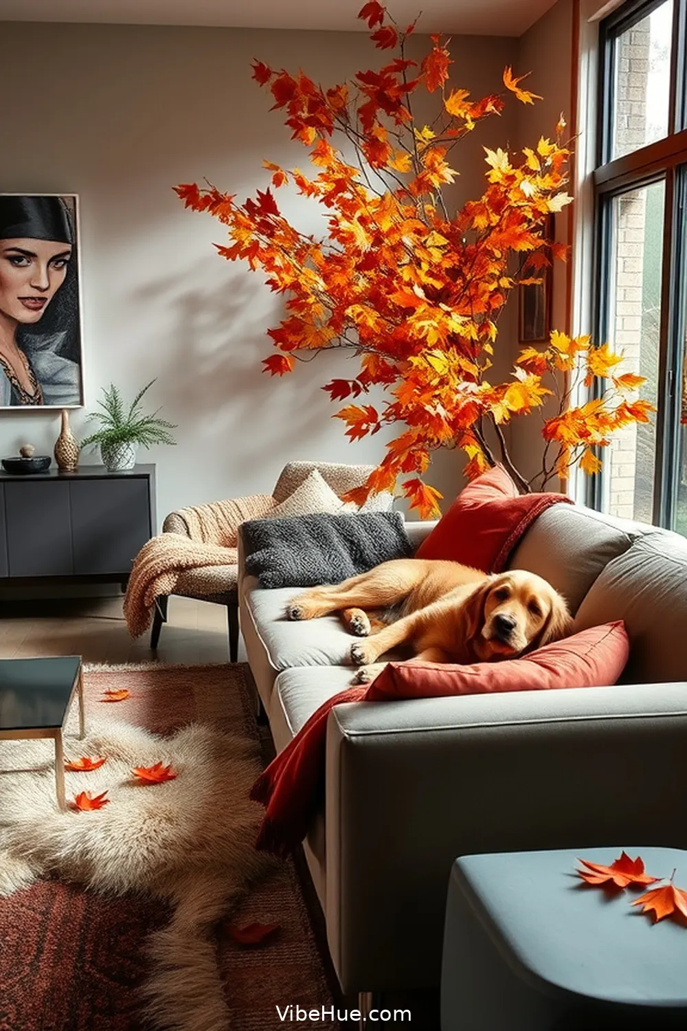 How to Create a Cozy Fall Living Room in Mid-Century Modern Style 4 Add Seasonal Decor for How to Create a Cozy Fall Living Room in Mid-Century Modern Style