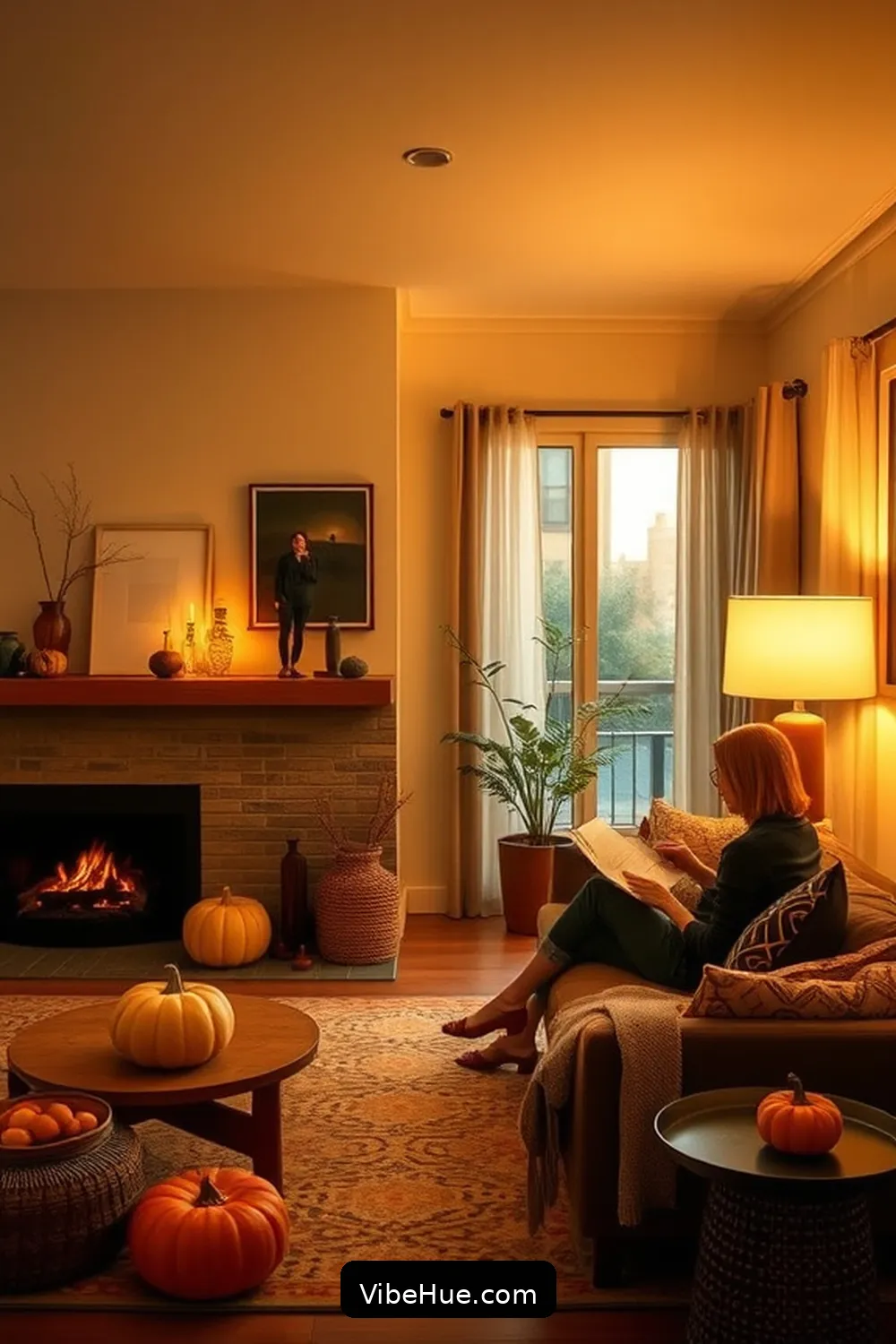 How to Create a Cozy Fall Living Room in Mid-Century Modern Style 5 Layer Your Lighting for How to Create a Cozy Fall Living Room in Mid-Century Modern Style