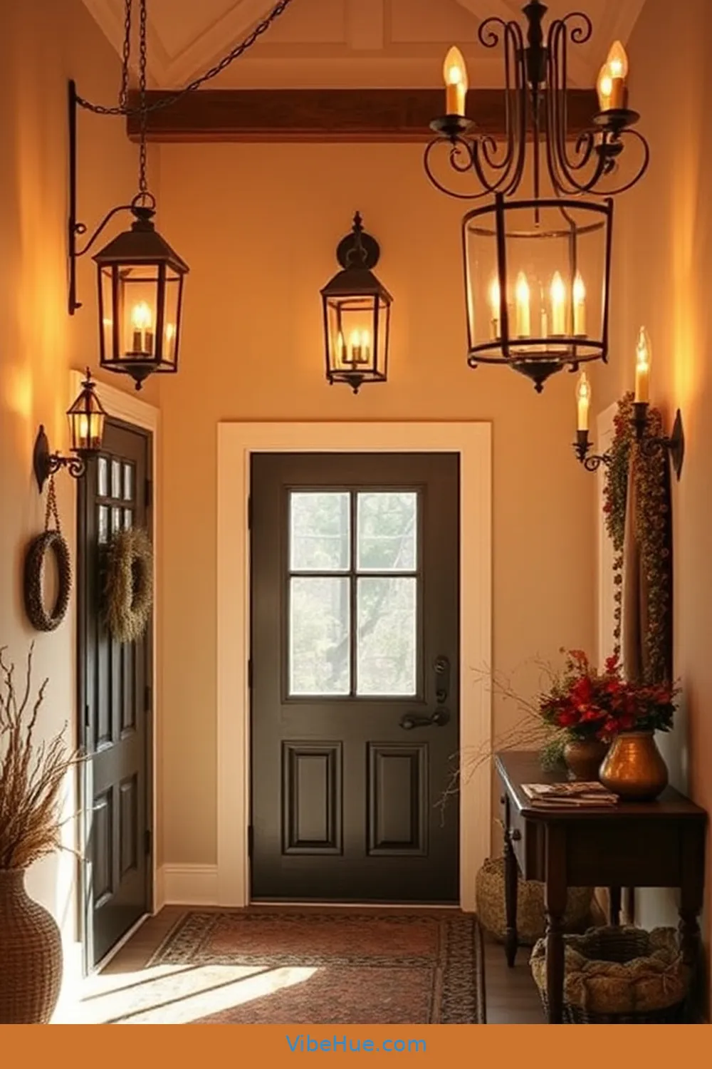 Add Layered Lighting for How to Create a Cozy Winter Entryway in Traditional Style