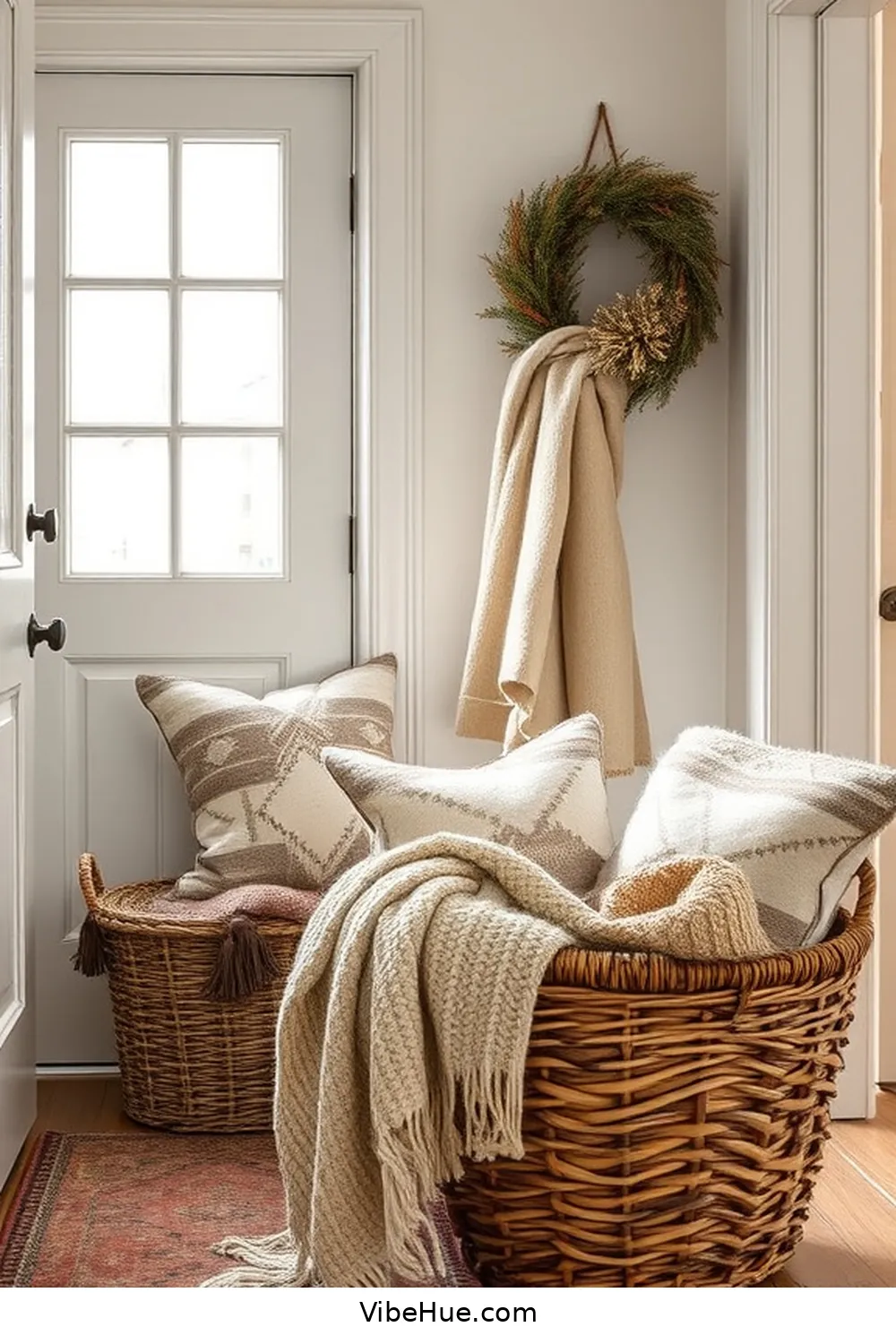Select Cozy Textiles for How to Create a Cozy Winter Entryway in Traditional Style
