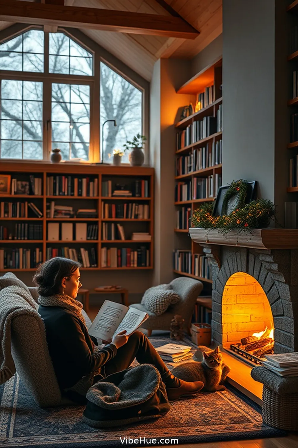 Layering Ambient Lighting for a Cozy Atmosphere for How to Create a Cozy Winter Library With Contemporary Style