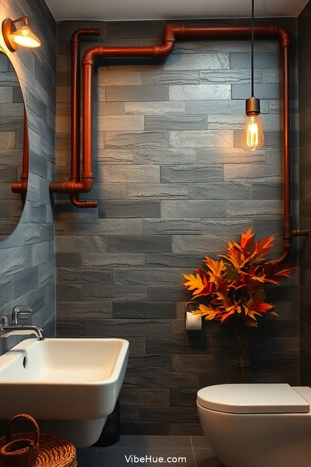 Create a Statement Wall for How to Create a Fall Industrial Bathroom Style