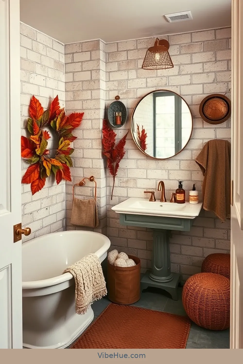 Layer With Seasonal Accessories for How to Create a Fall Industrial Bathroom Style