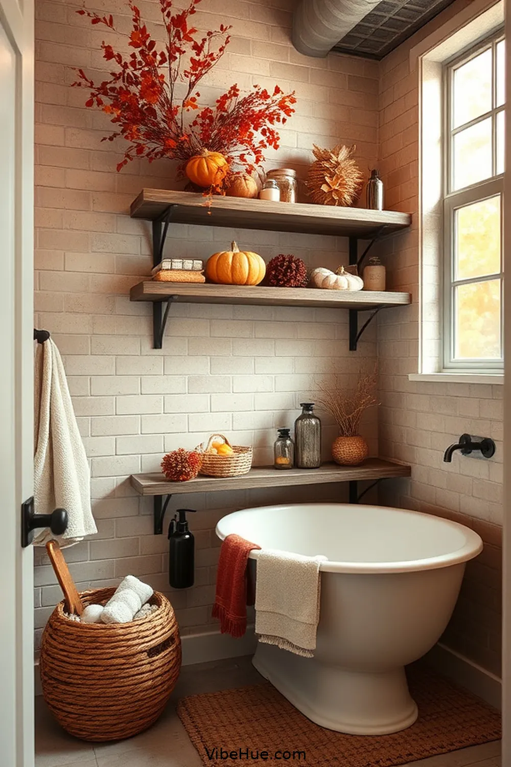 Utilize Open Shelving for How to Create a Fall Industrial Bathroom Style