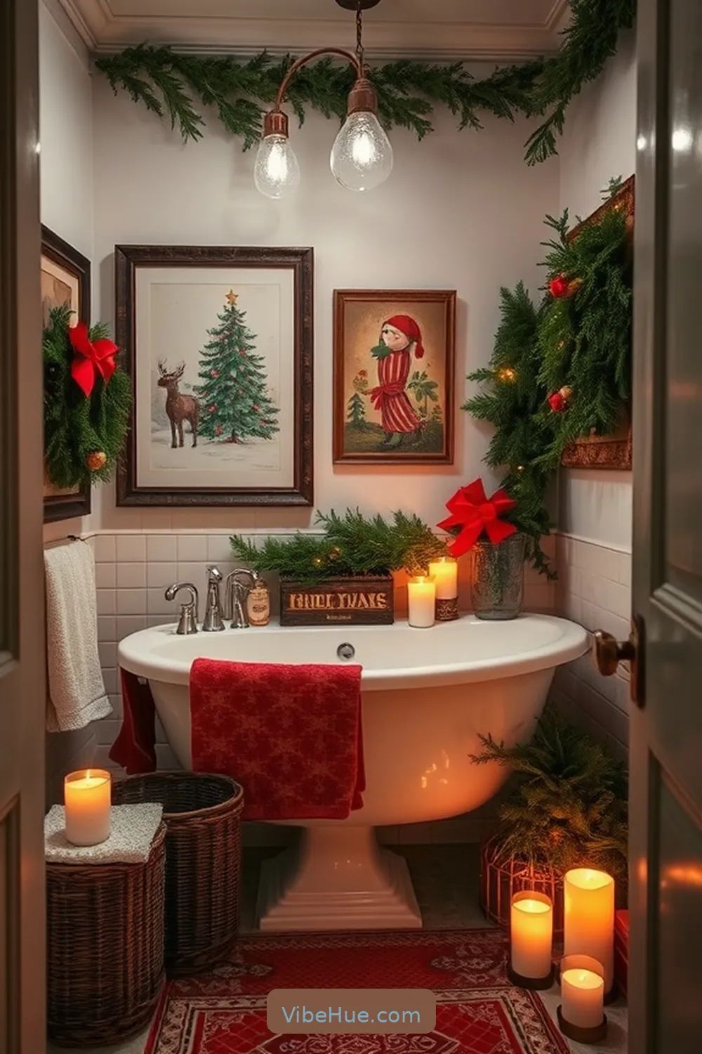 How to Create a Holiday Bathroom in Traditional Style 6 Displaying Charming Holiday Artwork for How to Create a Holiday Bathroom in Traditional Style
