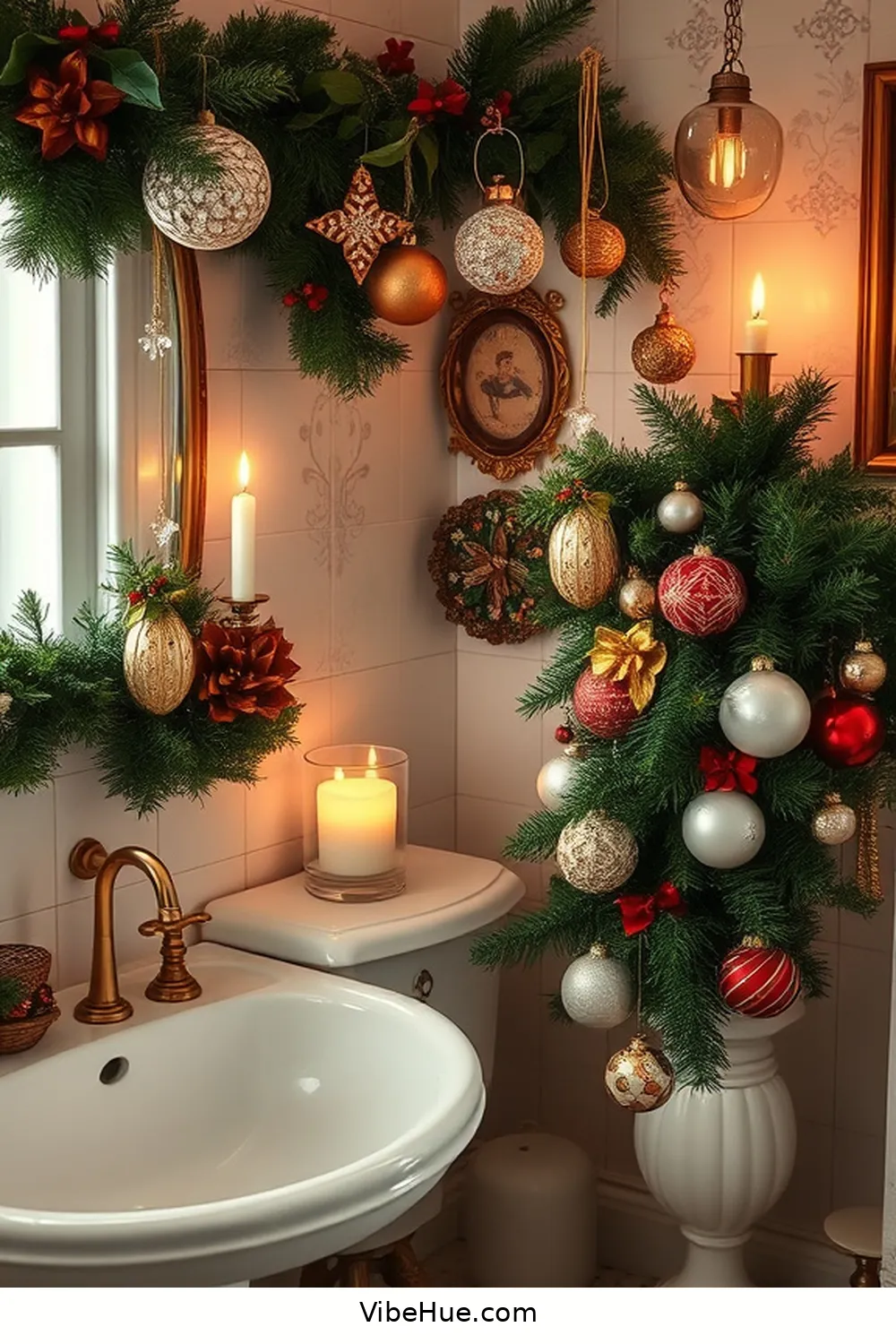 How to Create a Holiday Bathroom in Traditional Style 7 Utilizing Elegant Christmas Ornaments for How to Create a Holiday Bathroom in Traditional Style