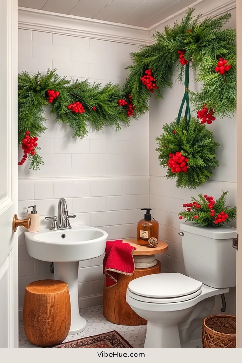 How to Create a Holiday Bathroom in Traditional Style 10 Utilizing Natural Elements Like Pine and Berries for How to Create a Holiday Bathroom in Traditional Style
