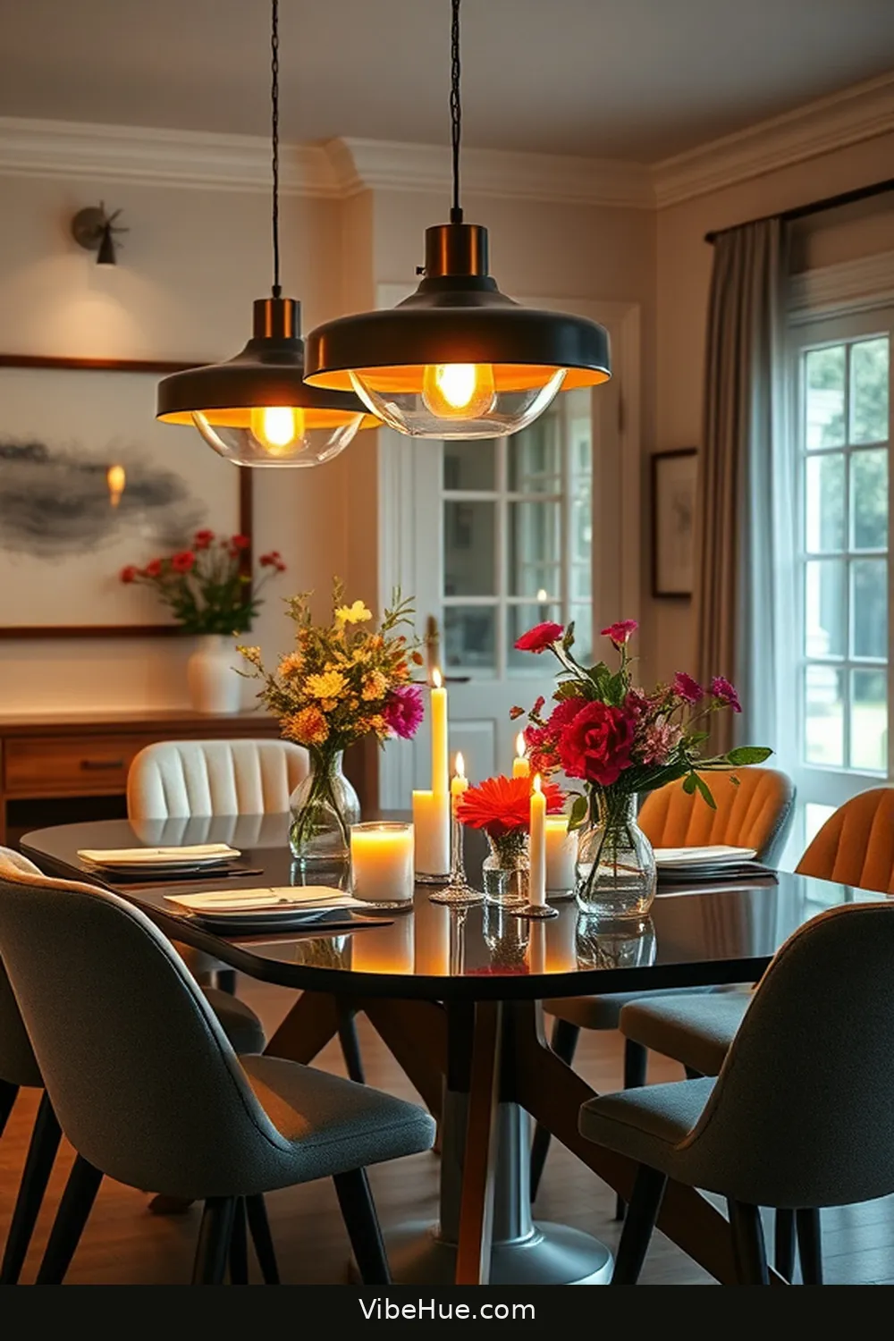 How to Create a Spring Dining Room in Mid-Century Modern Style 9 Enhance With Thoughtful Lighting for How to Create a Spring Dining Room in Mid-Century Modern Style