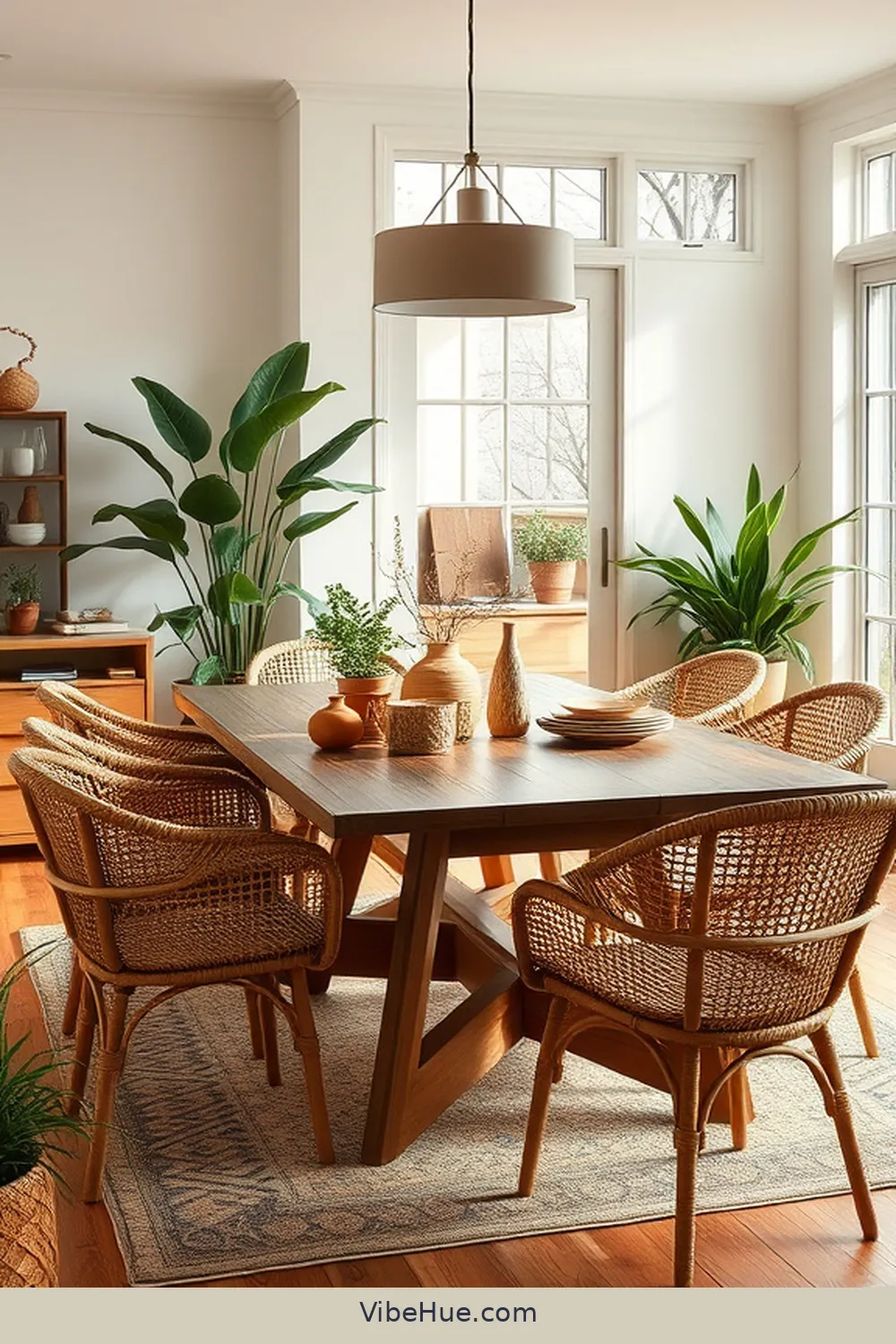 How to Create a Spring Dining Room in Mid-Century Modern Style 3 Integrate Organic Materials for How to Create a Spring Dining Room in Mid-Century Modern Style