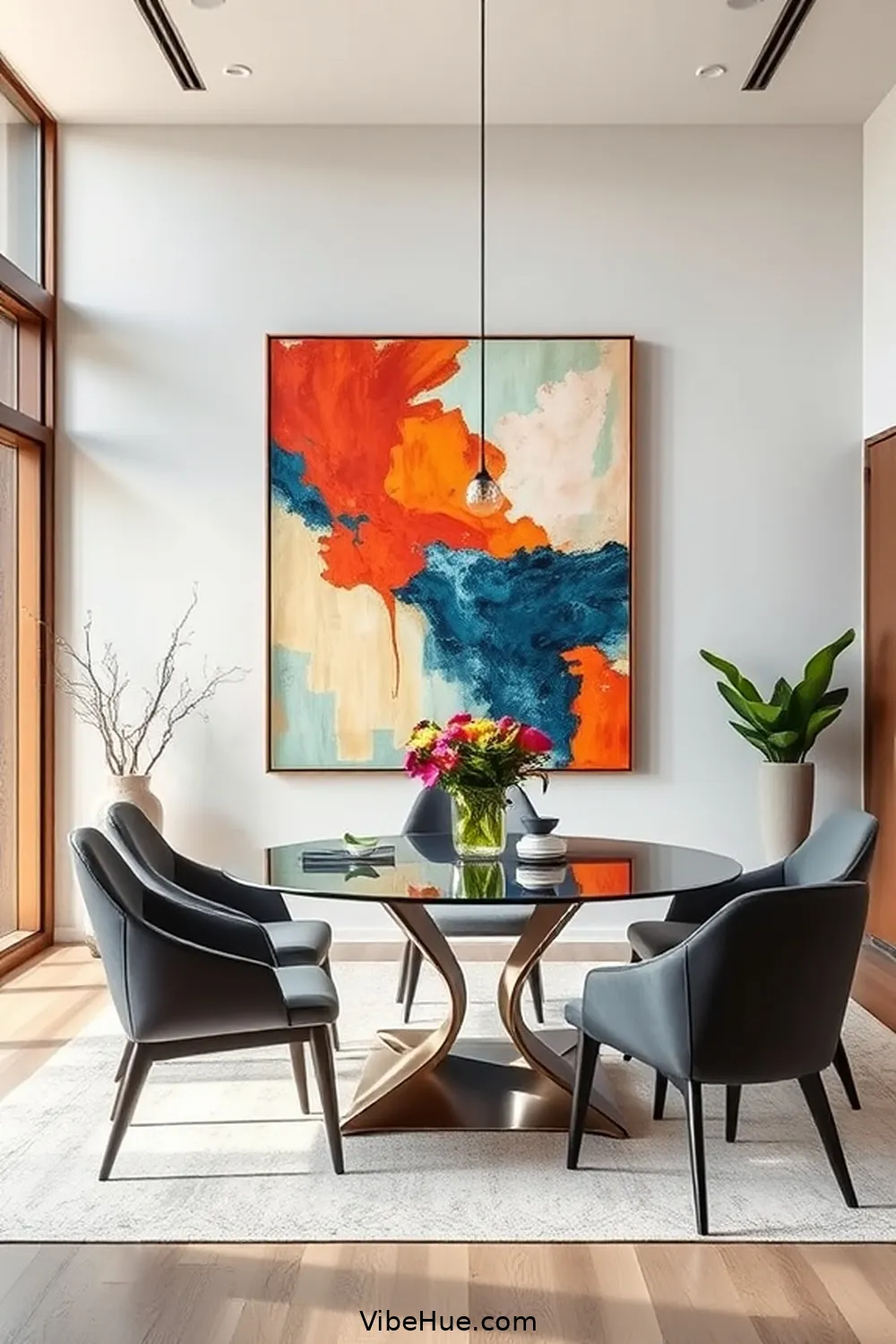 How to Create a Spring Dining Room in Mid-Century Modern Style 8 Opt for Bold Artwork for How to Create a Spring Dining Room in Mid-Century Modern Style