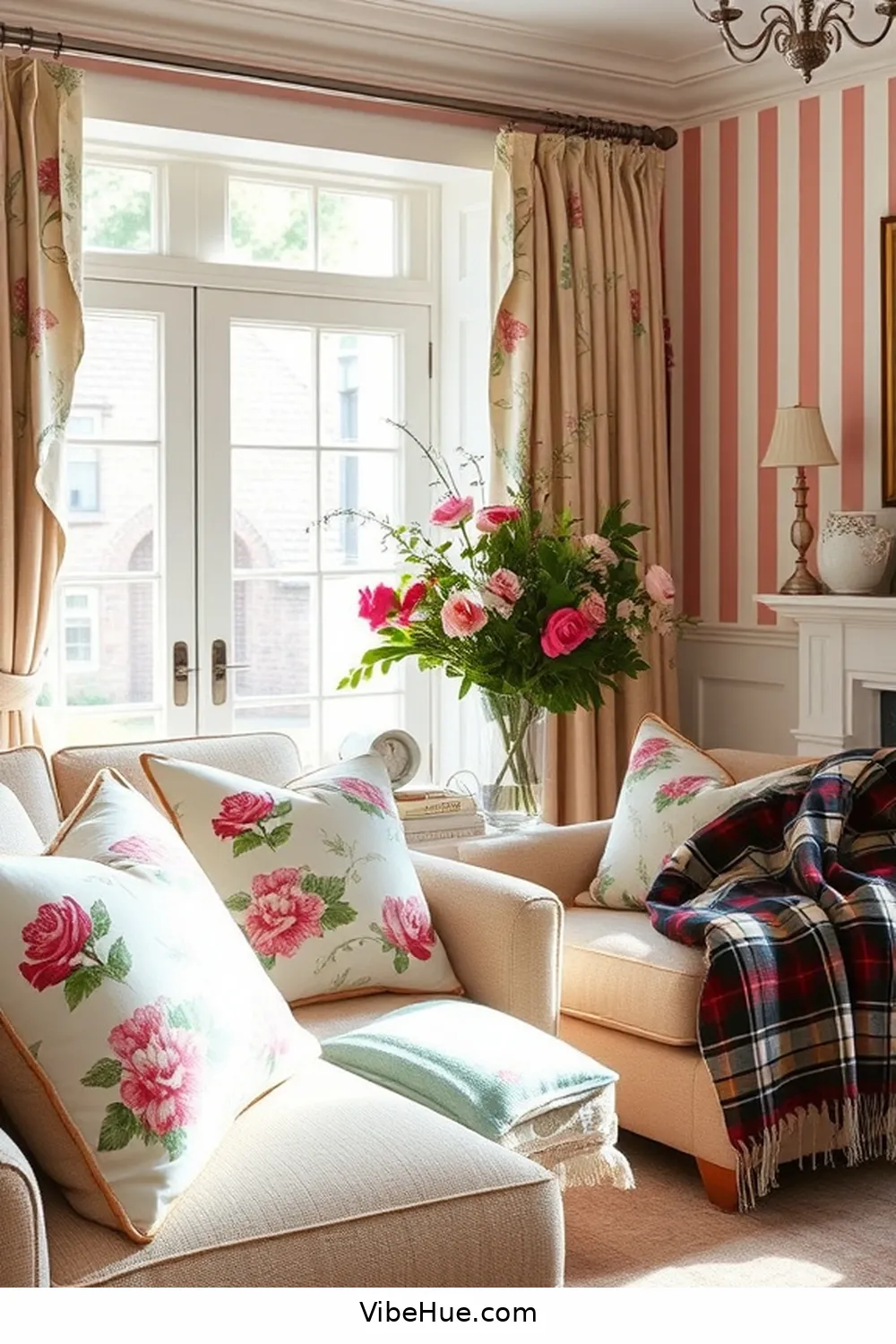 Mixing Patterns With Intention for How to Create a Spring-Inspired Traditional Living Room Style