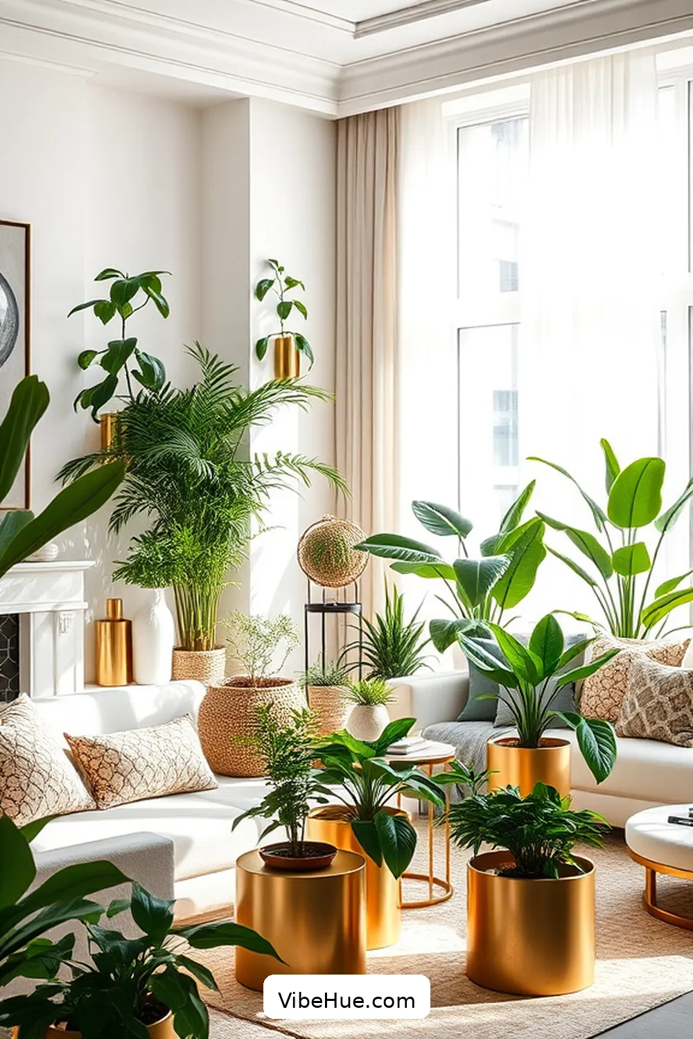 How to Create a Spring Living Room in Modern Glam Style 8 Add Greenery for a Natural Touch for How to Create a Spring Living Room in Modern Glam Style