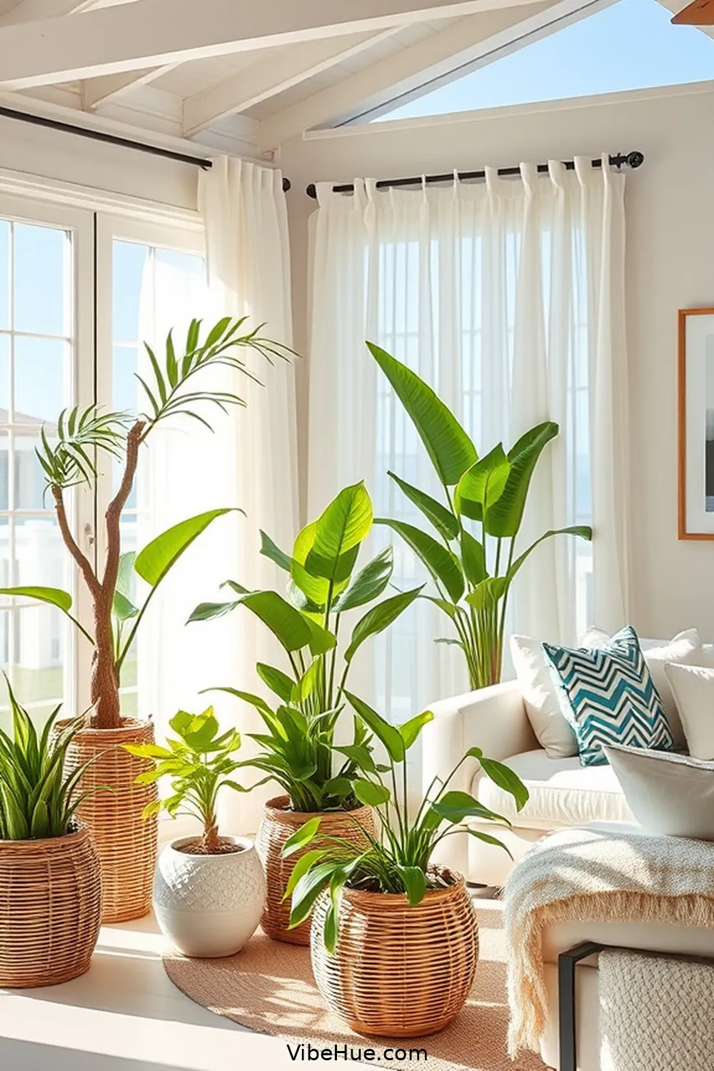 How to Create a Summer Living Room With Coastal Style 8 Integrate Indoor Plants for How to Create a Summer Living Room With Coastal Style
