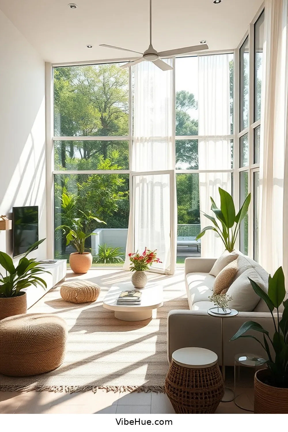 How to Create a Summer Living Room in Contemporary Style 5 Utilize Large Windows for Natural Light for How to Create a Summer Living Room in Contemporary Style