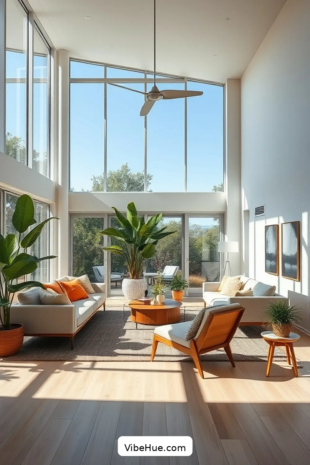 Create Open Spaces for How to Create a Summer Living Room in Mid-Century Modern Style