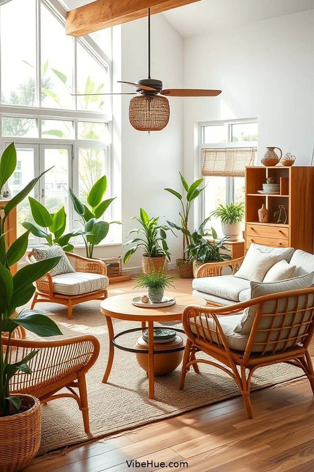Incorporate Natural Materials for How to Create a Summer Living Room in Mid-Century Modern Style