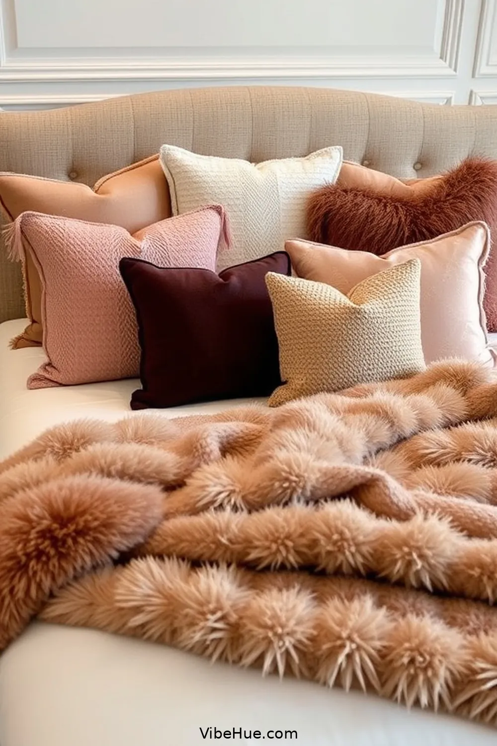 Accessorize With Pillows and Throws for How to Create a Winter Bedroom in Modern Glam Style