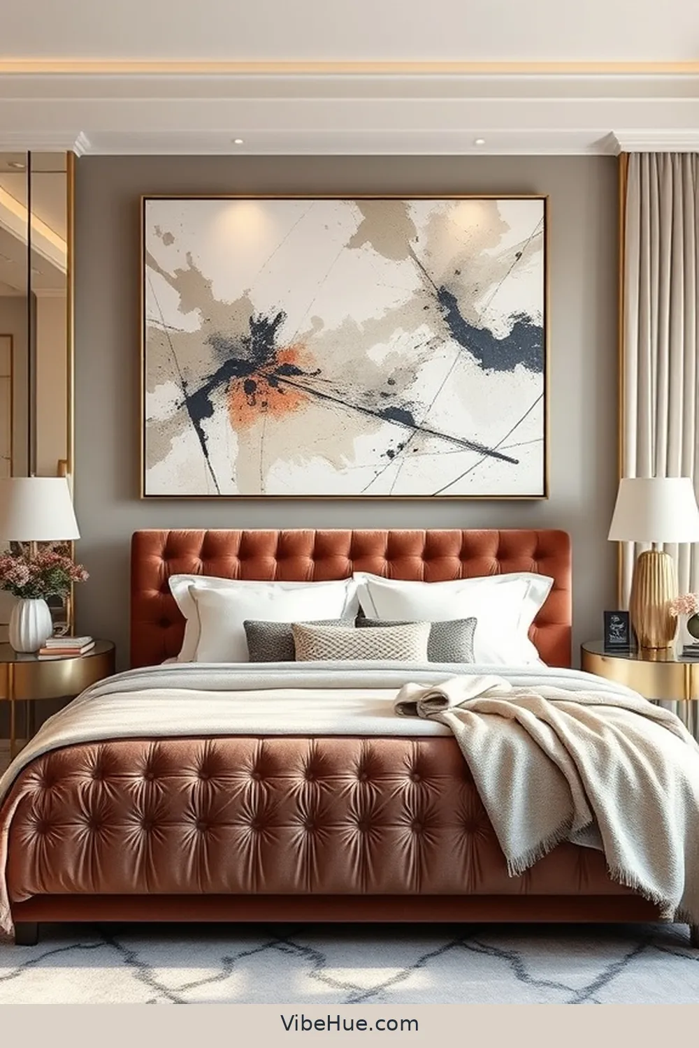 Create a Focal Point With Artwork for How to Create a Winter Bedroom in Modern Glam Style