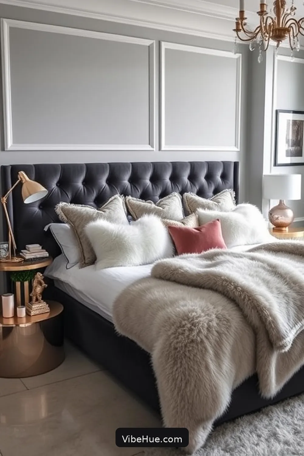 Select Elegant Furniture Pieces for How to Create a Winter Bedroom in Modern Glam Style