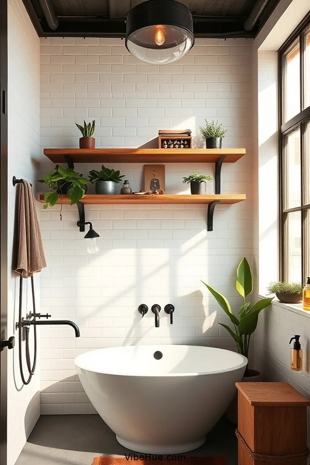 How to Create a Year-Round Bathroom in Industrial Style 6 Opting for Open Shelving for How to Create a Year-Round Bathroom in Industrial Style