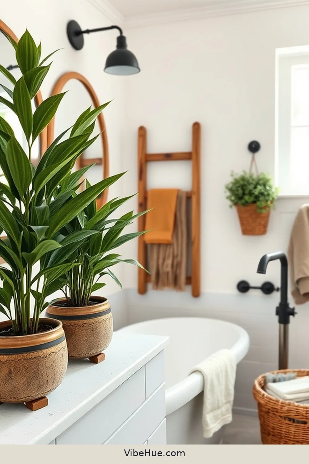 Add Plants for Freshness for How to Create a Year-Round Bathroom in Modern Farmhouse Style