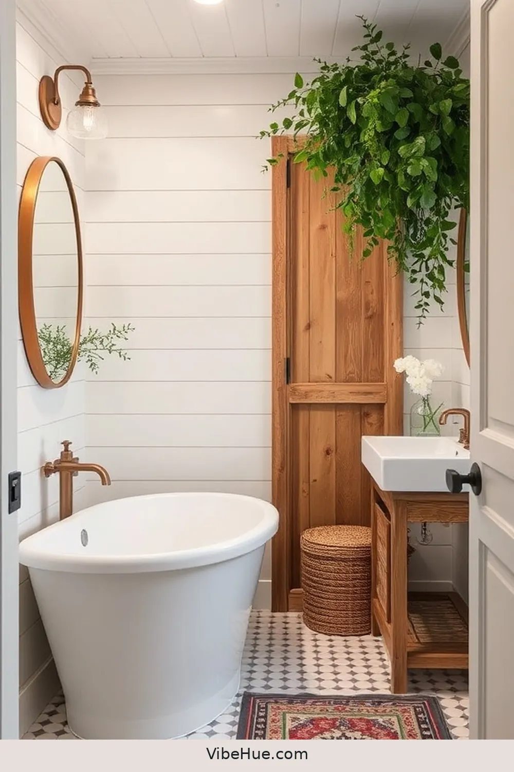 Consider Shiplap Walls for How to Create a Year-Round Bathroom in Modern Farmhouse Style