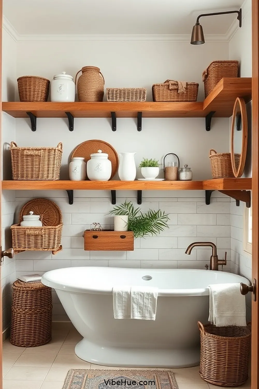Include Functional Storage Solutions for How to Create a Year-Round Bathroom in Modern Farmhouse Style