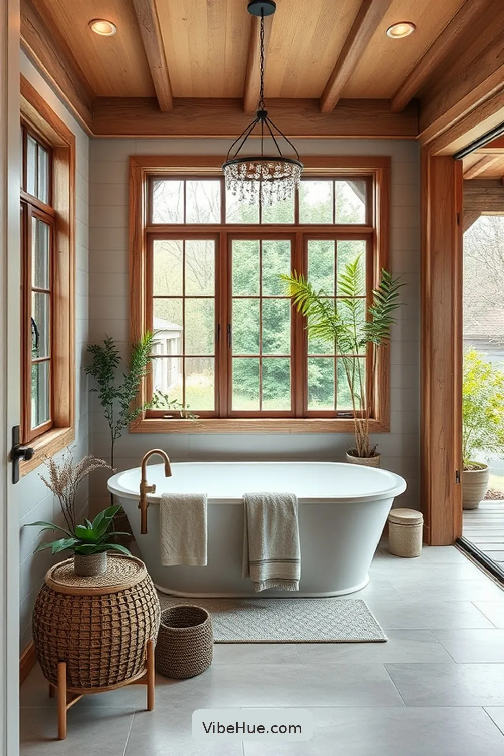 Incorporate a Freestanding Bathtub for How to Create a Year-Round Bathroom in Modern Farmhouse Style
