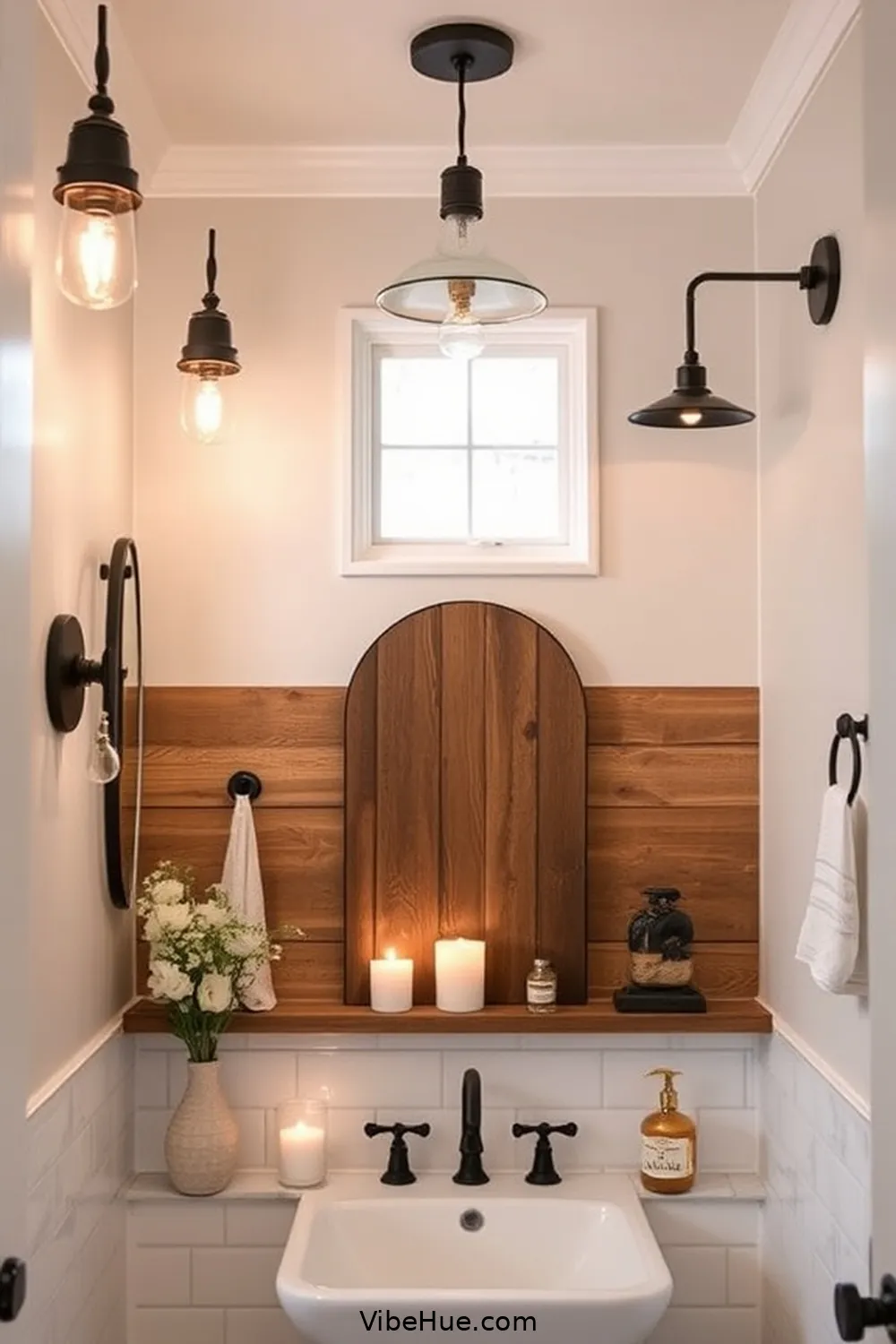 Layer Lighting for Ambiance for How to Create a Year-Round Bathroom in Modern Farmhouse Style